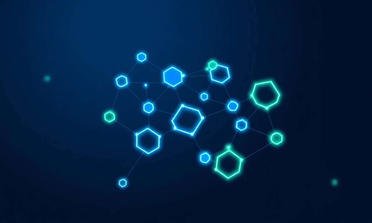 Blockchain SMS onayı için sanal numara kullanımını gösteren soyut dijital ağ görseli