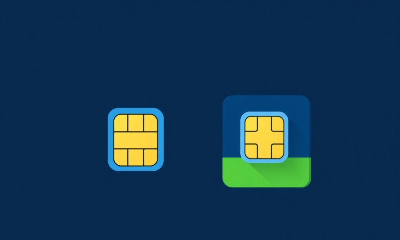 Sanal numara ile gerçek SIM kartı karşılaştıran minimal flat vektör illüstrasyonu
