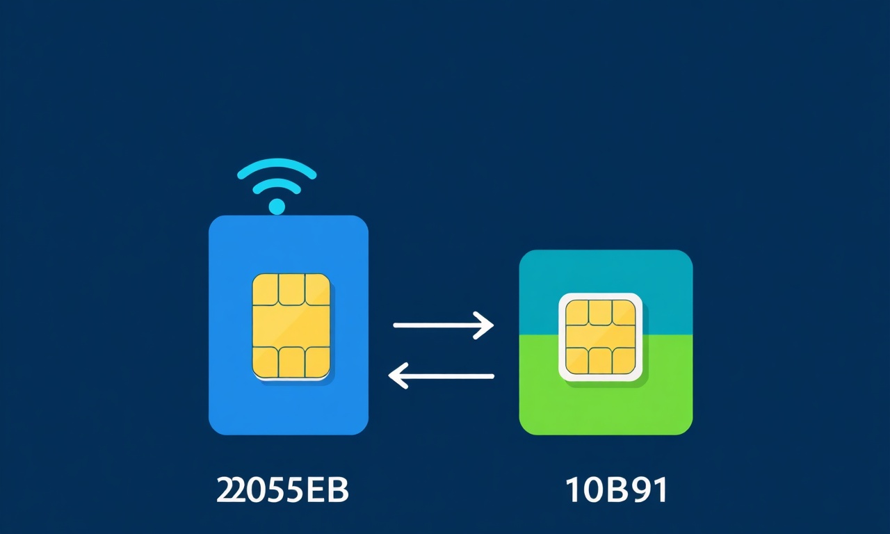 Sanal numara ile fiziksel SIM kartı karşılaştıran minimal flat vektör illüstrasyon